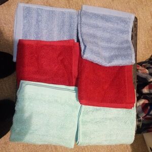 Mainstays Blue, Red, and Green Hand Towels